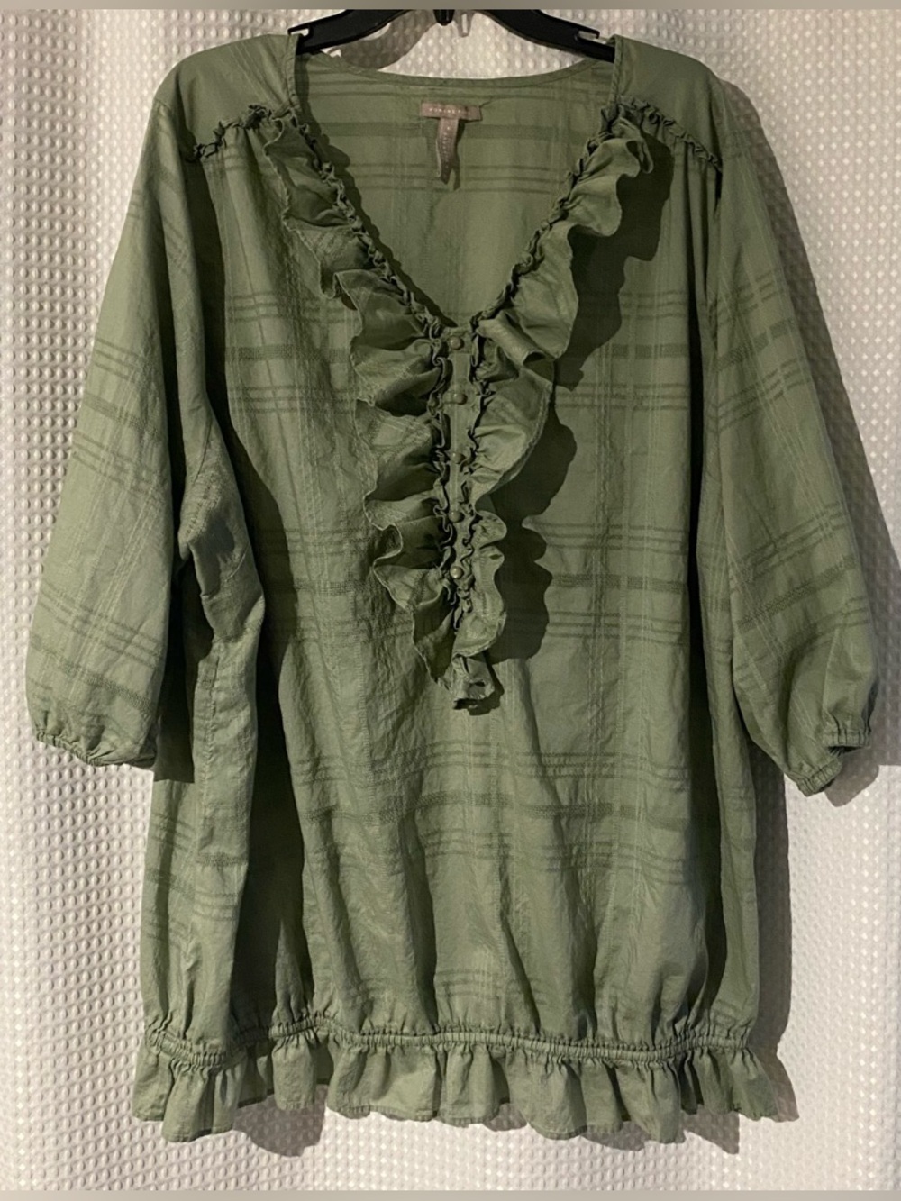 Old Navy Olive Green Peasant Blouse 4X Cotton Boho Oversized Cottagecore